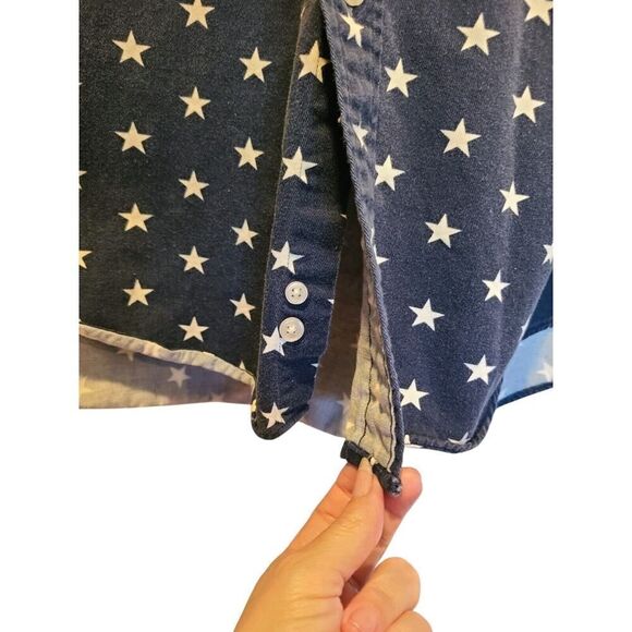 Vintage 90s Tommy Hilfiger Blue Star Pattern Button Down Shirt Nice Fade | M EUC - Picture 8 of 12